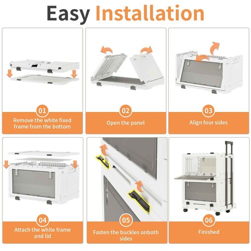 Folding Utility Cart Portable Rolling Crate,Multi Functional Collapsible Carts with 4 Wheels,1-Tier Portable Utility Cart,Adjustable Folding Trolley for Teachers,Shopping,Warehouse,Office and Outdoor