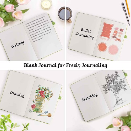 Blank Journal Notebook, 7 Pack Leather Unlined Notebook Journal for Women Men, Plain Notebooks Bulk for School, Work, Sketchbook, Writing, Drawing, 120 GSM Thick Paper, Hardcover, A5, Multi Colors