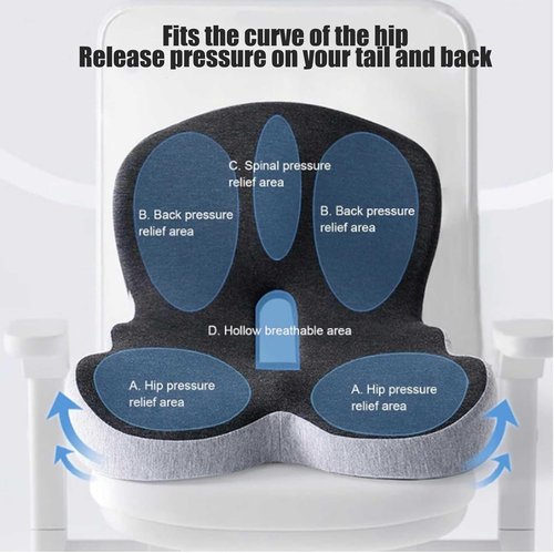 storeet Memory Foam L-Shaped Integrated Seat Cushions, L Shaped Seat Cushion for Car Driving, Butt Pillow with Back Support, Ergonomic Car Seat Cushion, Lumbar Cushion for Tailbone Relief (Dark Gray)