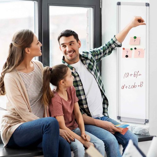 Ireer 2 Pcs Slim Skinny Whiteboard with a Tray to Do List Portable Narrow Tall Dry Erase Board for Door Wall Mounted Aluminum Magnetic Board for Home Office, 7.9"x 31.5"(White)