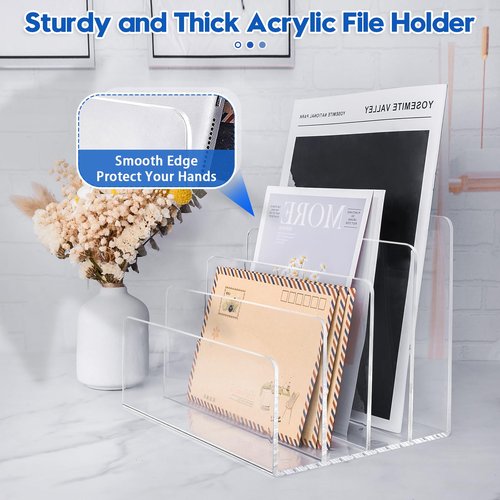 2PCS Clear Acrylic File Organizer for Desk