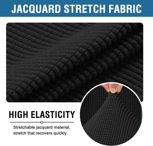 H.VERSAILTEX Stretchable Chair Covers - Removable, Machine Washable, Non-Slip Jacquard | Black, Large