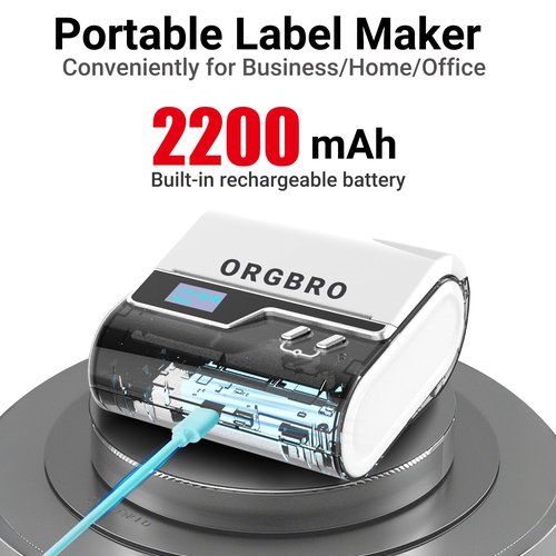 ORGBRO Z3 Label Maker Machine with Tape, 3 Inch Bluetooth Thermal Label Printer, Portable Sticker Printer for Small Business, Office, Home Organization, Barcode, Address, Compatible with Phones & PC