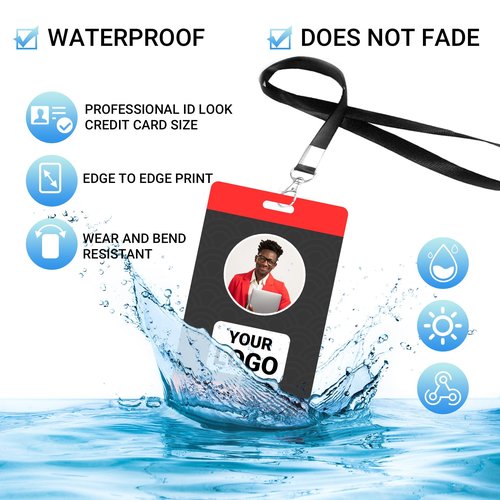 Custom Id Badge Custom Id Card Identification Badges Customizable Personalized Name Badge Customize Name Tag Photo Logo Employee Work Office Volunteer Customized Personal (Add Your Design-Vertical)