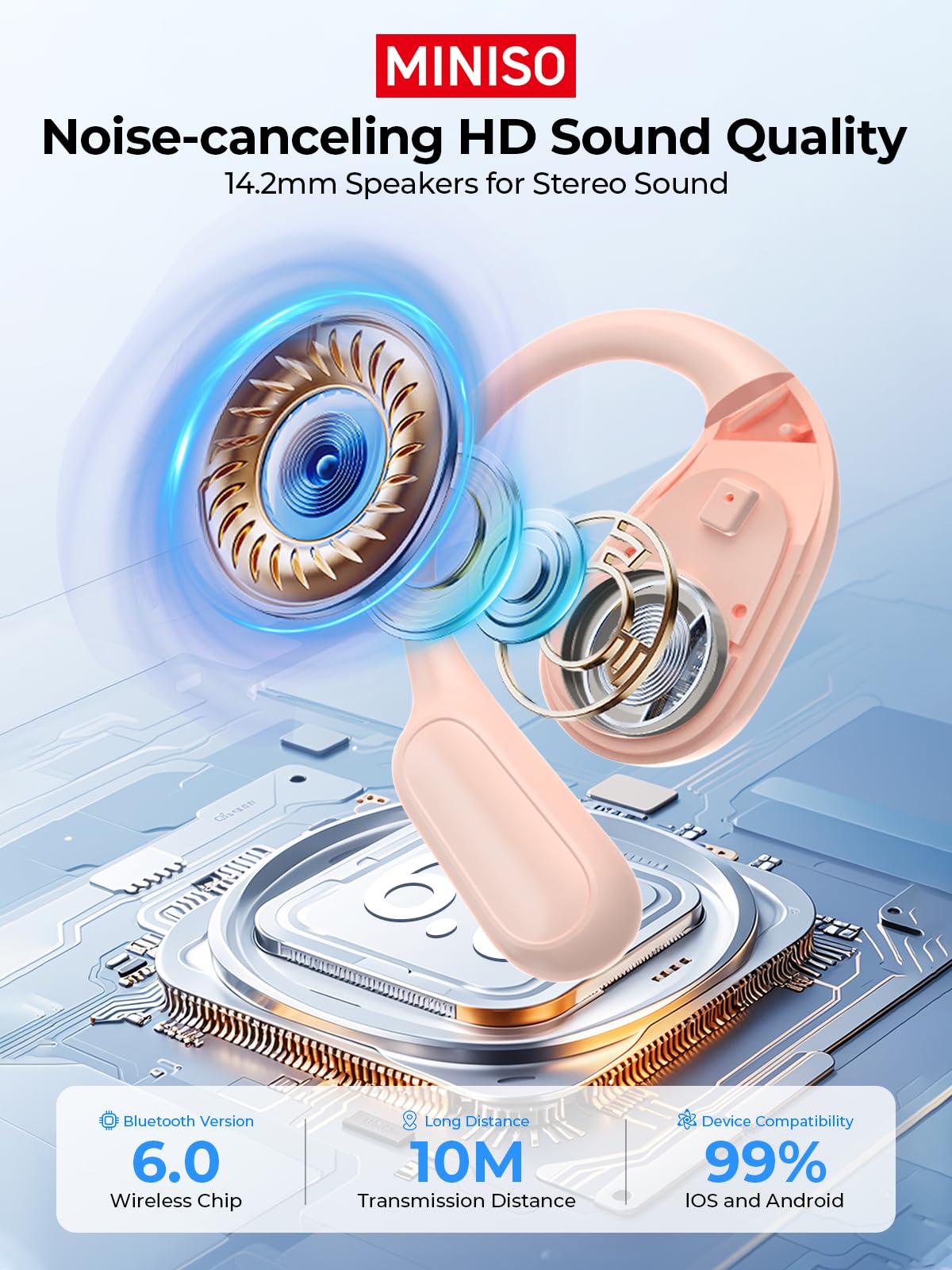 INISO MS190 AI Translation Earbuds Real Time, Language Translator Earbuds with 135 Languages, Bluetooth 6.0, LED Display, Open-Ear translating Headphones with APP, 60Hrs Playtime, Ideal for Travel