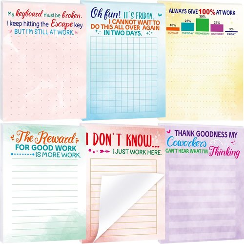 Fancy Land Notepads - Funny Memo Pads with Sayings | Christmas Gag Gifts for Office | 6 Pack