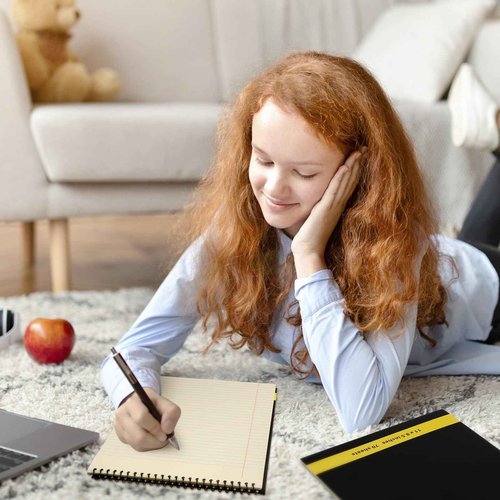 Resurhang 6 Pcs Legal Pad Top Spiral Bound Notebook 70 Sheets Wirebound Notepad Double Sided Ruled Memo Steno Pad with Stiff Back Cover for Business(8.5 x 11 Inches,No Holes,Yellow)