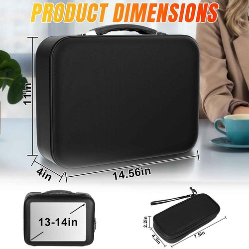 Fuairmee Fireproof Document Box with Lock, Hard Shell Fireproof File Organizer, Portable Water Resistant Safe Box for Important Documents Passports Certificates