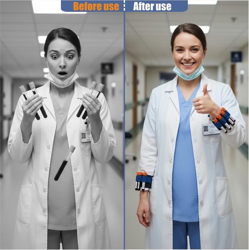 Phlebotomy Tube Holder Wristband - Hands-Free Blood Draw Accessory with 8 Collection Tubes | Ideal for Nursing Students & Training Labs (5 Pcs Set)