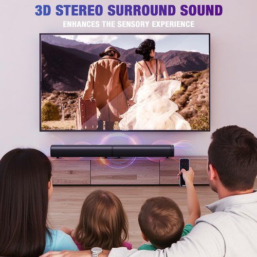Yenjuty Sound Bar, 100W Sound Bar for Smart TV, Bluetooth 5.3 Soundbar, 2 in 1 Detachable Home Speaker Bass Effect, Home Theater Surround Sound, ARC/Optical/AUX/USB Connections, for TV/PC/Projectors