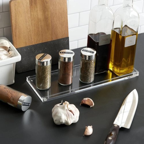 RUSSELL+HAZEL Acrylic Bloc Narrow Accessory Tray, Clear, 4.5” x 12.2” x .5” (31381)