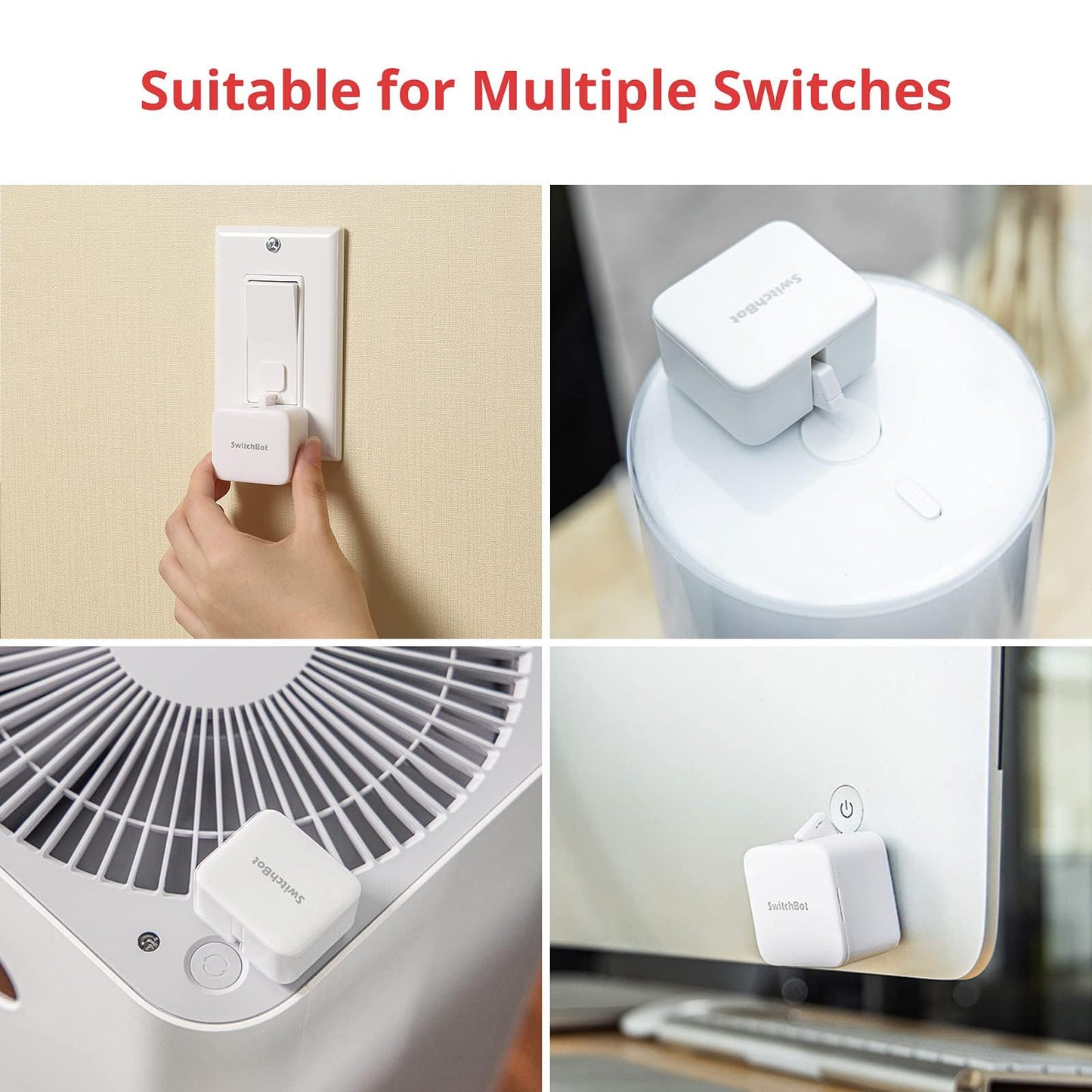SwitchBot Rechargeable Smart Switch Button Pusher (Bluetooth) – Fingerbot for Rocker/One-Way Buttons, App Timer Control, No Wiring, Optional Hub for Voice/Remote, White