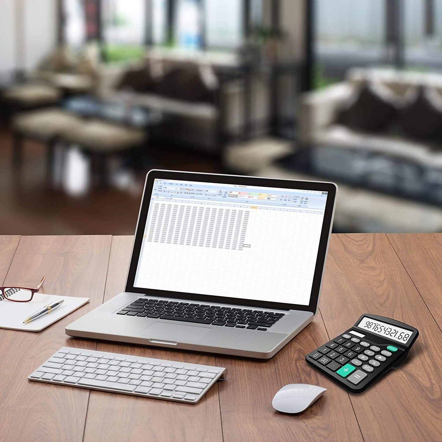 Splaks Desktop Calculators - Dual Power Solar & AA Battery | 12-Digit Large Display (Black & Silver)