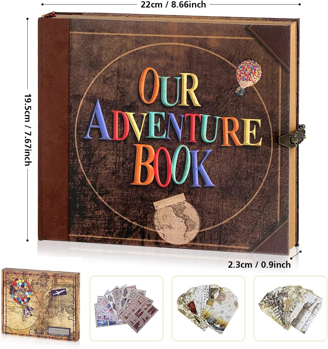 Adventure Book | Travel Diary & Scrapbook - Vintage Photo Album for Weddings, Anniversaries & Gifts