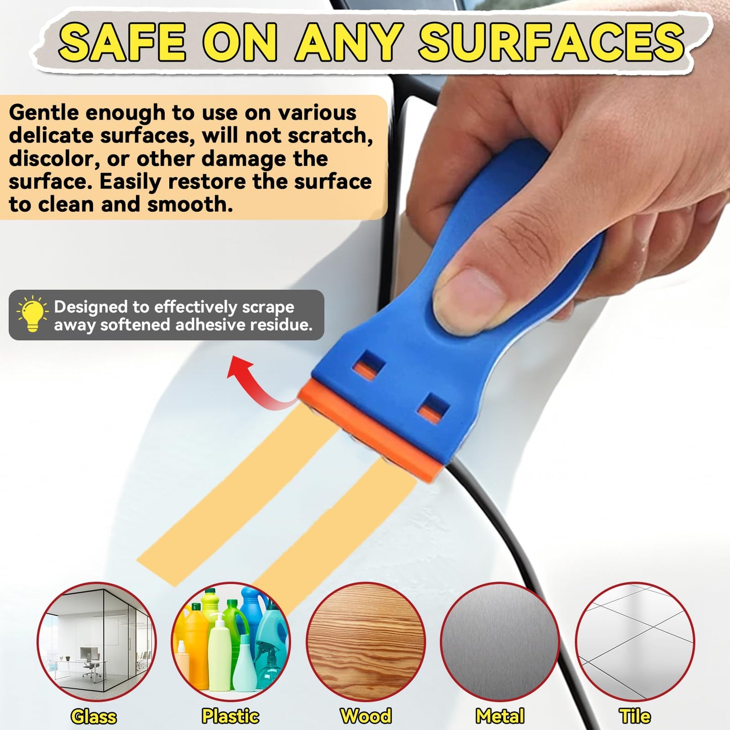 Nexkayee Adhesive Remover, Multipurpose Sticker and Label Cleaner, Surface-Safe Glue Remover with Plastic Scraper, Quickly Removes Decals, Tape Residue, Gum, Tar and Grease, 4.06 fl oz (120ml)