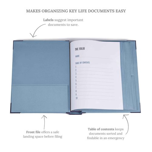 Savor | 2025 Edition The Folio™ Document Organizer | Custom Dyed Cloth-Bound Expanding File for Important Papers, Passports, Birth Certificates & More | Ideal for Home Organization & Graduation Gift