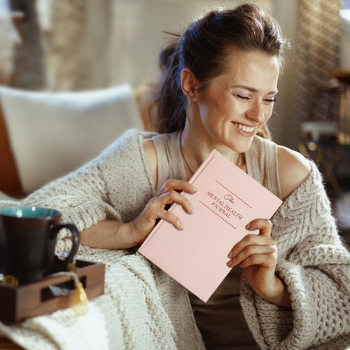 Mental Health Journal for Women and Men - Anxiety & Guided Journal with Mood & Habit Tracker - Take 5 Minuets Everyday - 91 Days Self Care Journal with Prompts, Pink