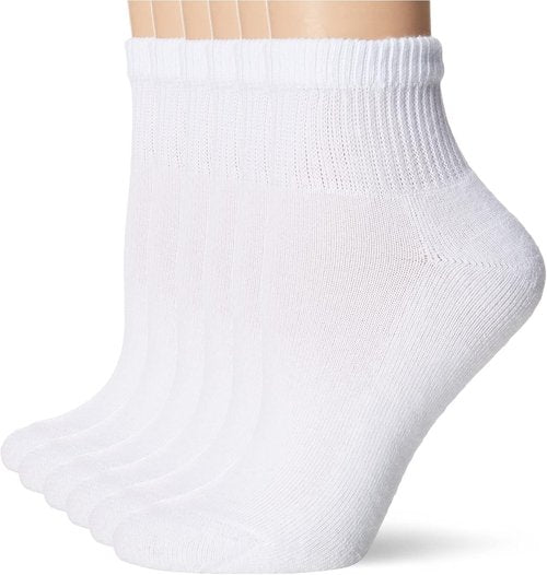 Hanes Women's Ankle Socks - Comfort Toe Seamed, Available in White & Black | 6-Pack