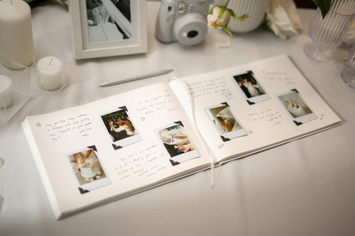Personalized Guest Book - 11.5" x 8.5" Premium Custom Guest Signing Book with Bookmark and Blank Pages for Wedding Reception Table Decoration Engagement Birthday Party Event, Eggshell