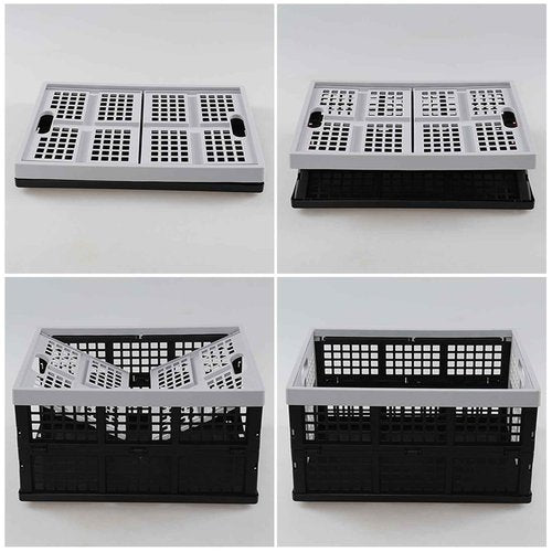 Qqbine 34 L Plastic Stackable Collapsible Crate, 4 Packs