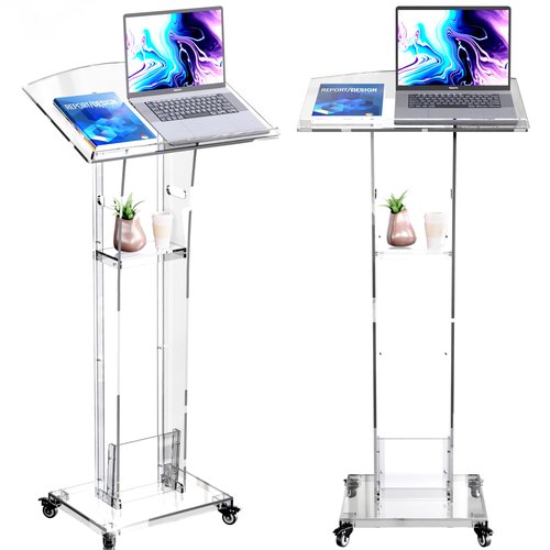 GuardMate Acrylic Podium Pulpit Stand | Modern Deisgn Portable Classroom Lectuern | Professional Use | Conference Church Speeches Weddings Events Presentation (Ultra Clear, 49' Tall)