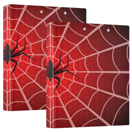 Vozoza Halloween Spider Red Decorative 3 Ring Binder 1.5 Inch Large View Binders with Pockets File Organizer for Office College School, 2 Pack
