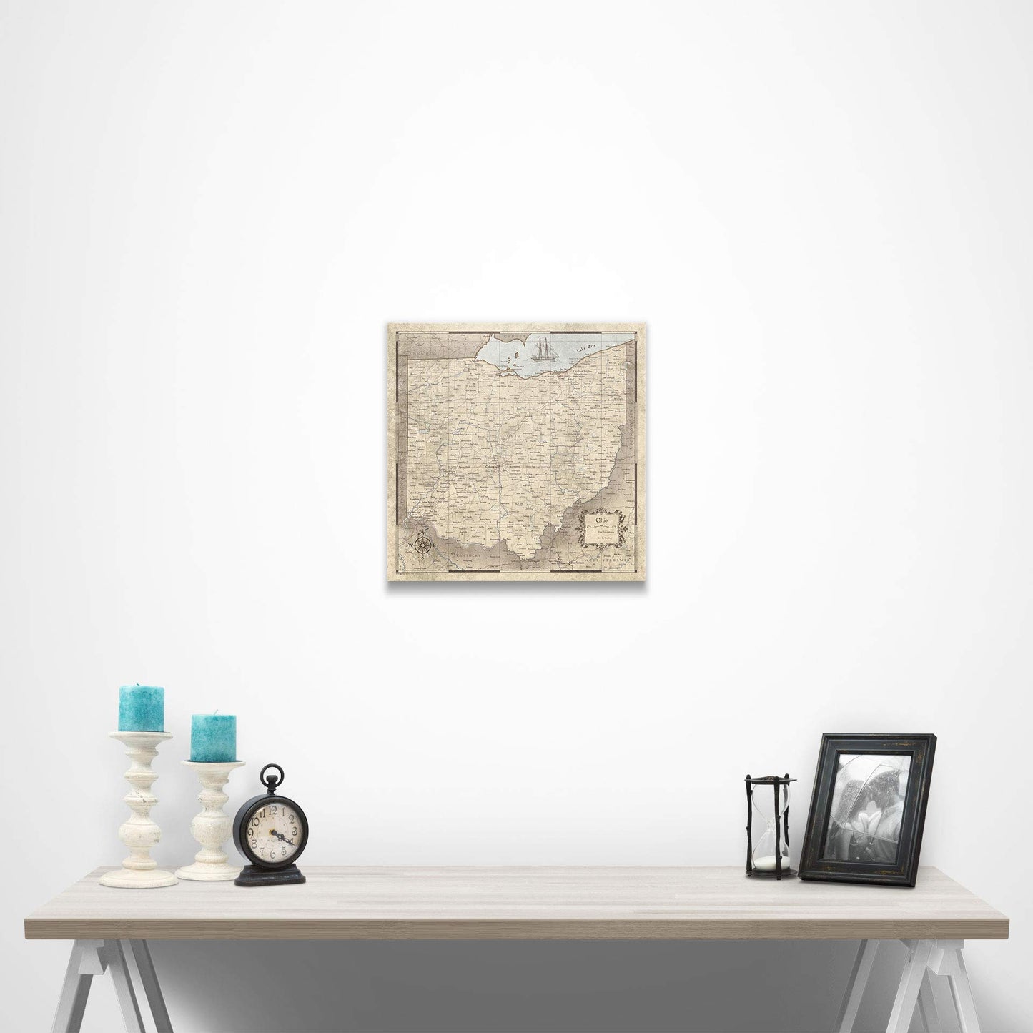 Push Pin Ohio Map Board - With Push Pins to Mark Ohio Travel - Handmade in Ohio, USA - Design: Rustic Vintage