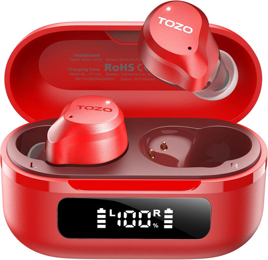 TOZO NC9 Wireless Earbuds - Hybrid Active Noise Cancelling, IPX8 Waterproof, 60H Playtime, Bluetooth 5.3