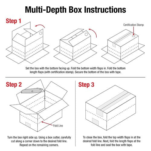 Aviditi Shipping Boxes Multi-Depth 16"L x 12"W x 10"H, 25-Pack | Corrugated Cardboard Box for Packing, Moving and Storage