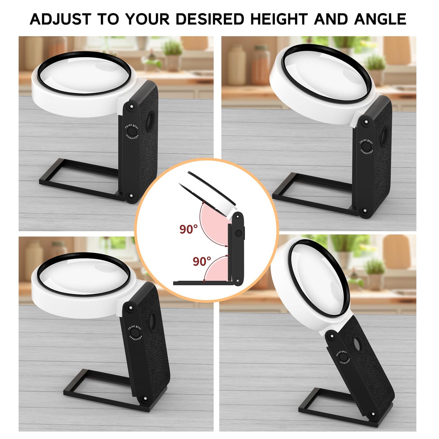 50X Magnifying Glass with Light and Stand, Foldable Handheld Magnifying Glass 18 LED Illuminated Lighted Magnifier for Seniors Reading, Close Work, Elderly, Kids, Books, Crafts, Coins, Jewelry