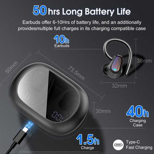 OYIB AI Language Translation Earbuds Real Time, 3-in-1 Translator Earbuds with 6 Translation Modes/164 Language, 50H Bluetooth 5.4 Headphones Translating Device for Travel/Business//Leaning, Black
