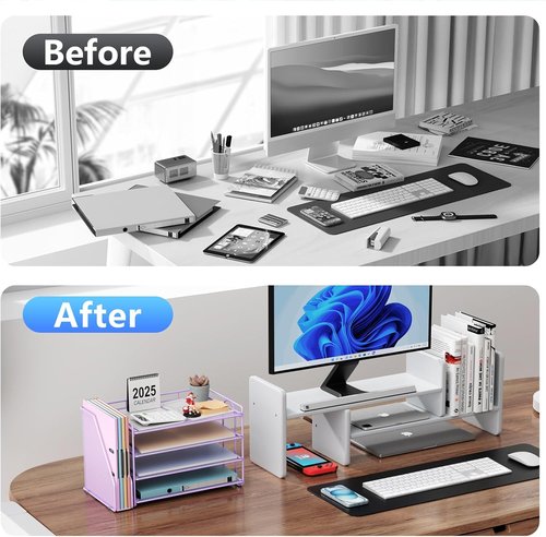Gianotter 4-Tier Paper Organizer - Stylish Purple Desk Organizer with Magazine Holder & Office Storage Solutions