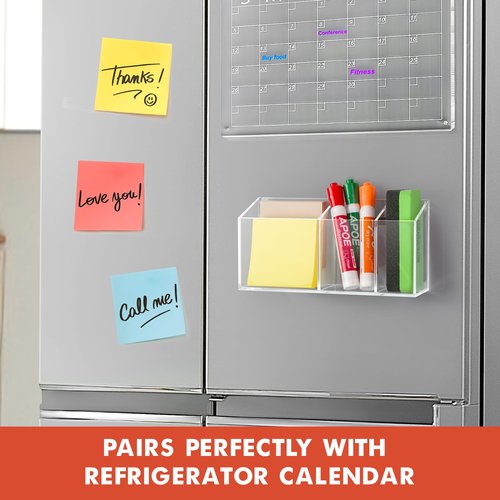 Banafich Magnetic Dry Erase Marker Holder, Acrylic Magnet Pen Holder for Whiteboard, Refrigerator, Magnetic Fridge Organizer for Office, Classroom, Whiteboard Maker Holder, Locker Organizer