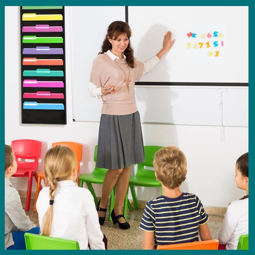 3 Pack 10 Pocket Organization Pocket Chart File Organizer File Storage Pocket Wall File Organizer Folder Chart Organizer Hanging Wall File Paper Folder with 9 PCS Hooks for School Home Office