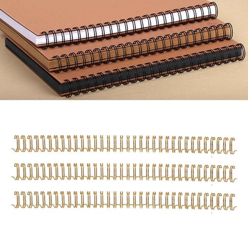 Binding Wire, 100 Pack Double Loop Wire Binding Spines, 34 Holes Double Spiral Binding Ring Coil, Metal Book Cinch Binding Machine Wire, Fit for School Office Notebook Maker (Gold)