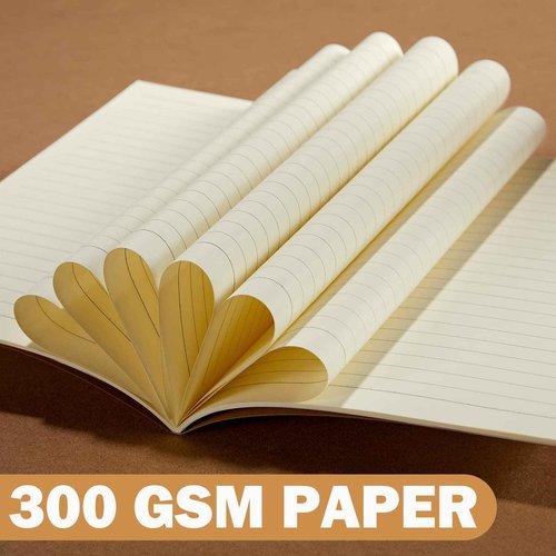 Fuutreo 300 Pack Kraft Notebook 5.8" x 4.1" A6 Lined Journals Bulk Pocket Writing Notepad for Kids Students Classroom School Office Travel Supplies, 48 Pages 24 Sheets(Brown)