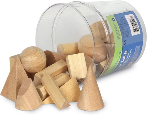 Learning Resources Wooden Geometric Solids - Montessori Shapes for Kids | Set of 19