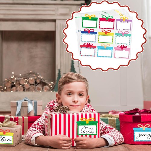 Regine Switzerland Large Christmas Gift Stickers - 90 Pcs, 9 Designs for Presents & Holiday Labels