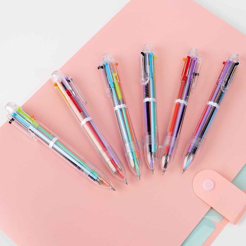 Mluchee 100 Pack Multicolor Pens 6-in-1, Party Backs to School Pens, Bulk Fun Pen for Adults Student Gifts, Retractables Rain-bow Cool Color Ballpoint Pens Thanksgiving Christmas Gifts