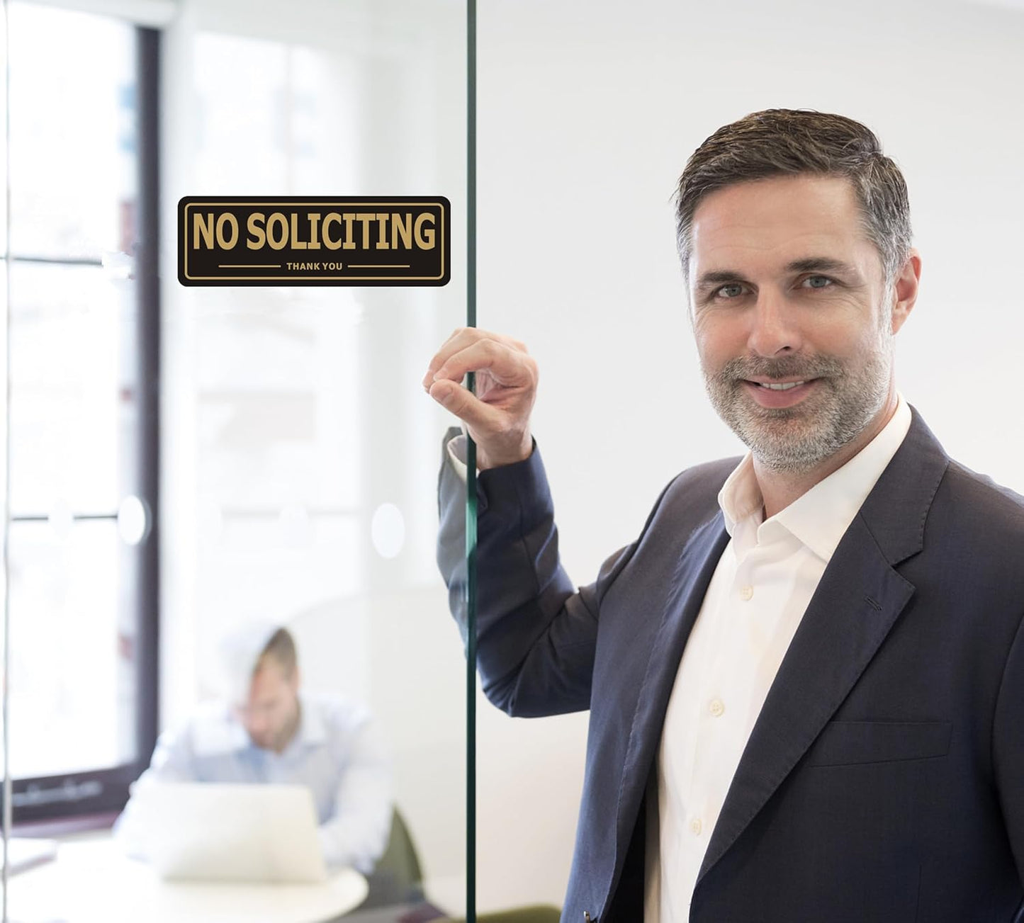 Skiennix No Soliciting Sign - Durable Aluminum Metal | Self-Adhesive 2-Pack for Home & Office