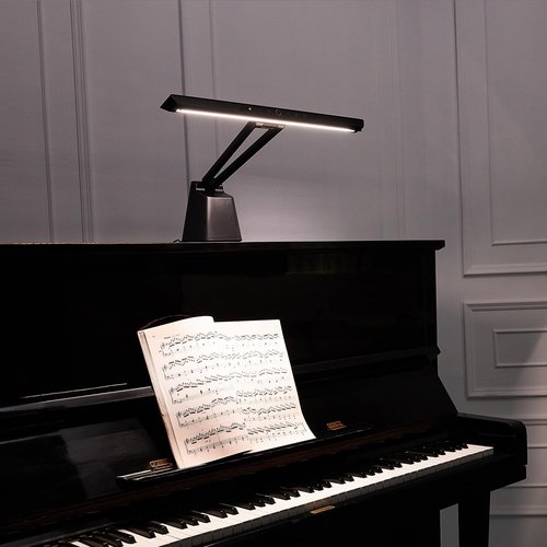 AETEE Professional LED Piano Lamps for Upright Piano - Piano Lights with Ambient Light, Memory Function, Eye-Care, 5 Levels Color Temperatures, 5 Levels Dimming, Steady Base, Black