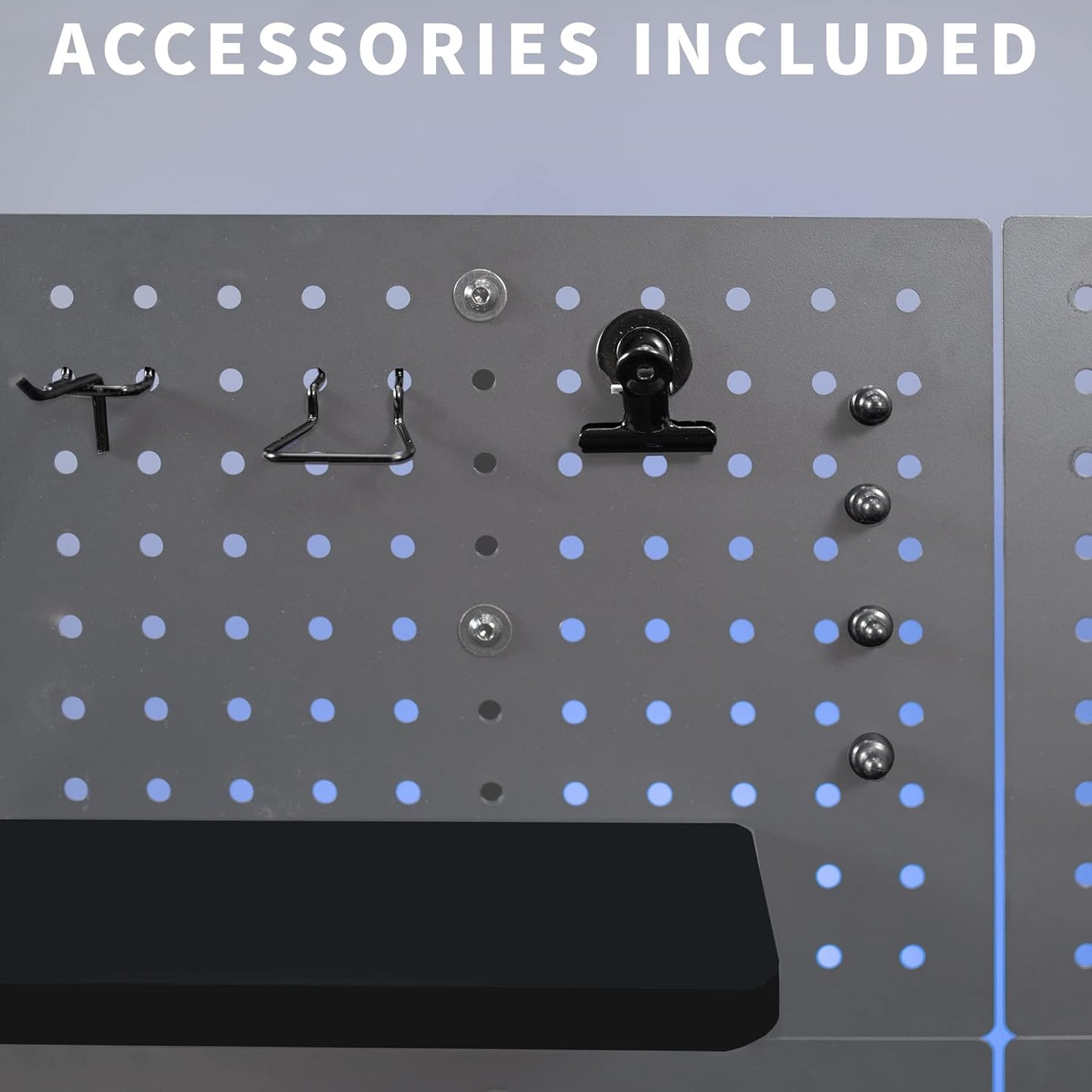 VIVO Steel Clamp-On Desk Pegboard - 12x20 Inch Magnetic Privacy Panel | Black Office Organizer