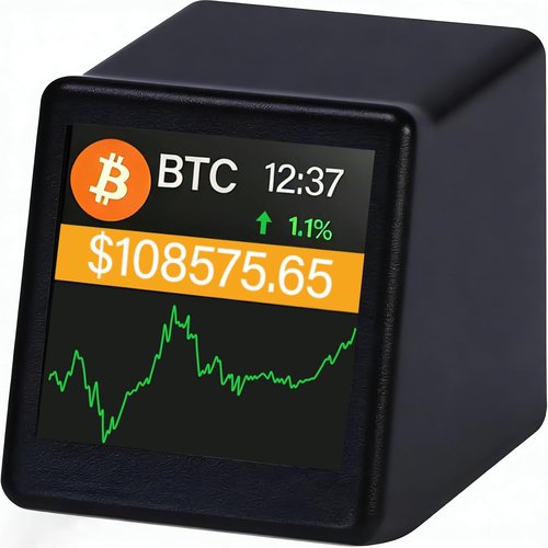 Bitcoin Price Ticker - Real-Time Crypto Display for Desk | Wi-Fi Enabled, 1.54" Black Screen