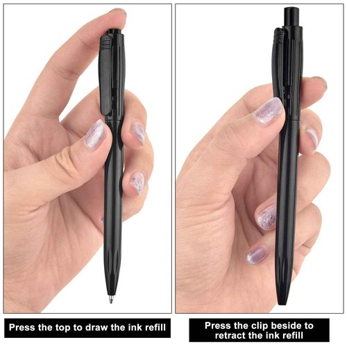 Zuazaor 300 Pieces Pens Bulk Wholesale Cheap Retractable Ballpoint Pens 0.7mm Blue Ink Writing Server Pens for Office School Restaurant (Black)