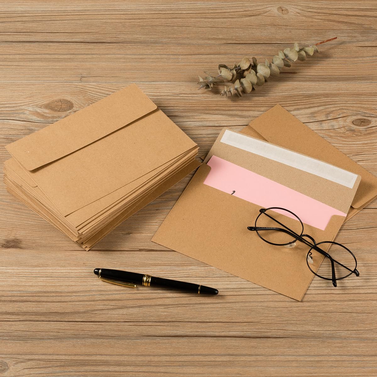 50 Pack 5 x 7 Envelopes A7 Self Seal, 5.24 x 7.21 Inches, Brown