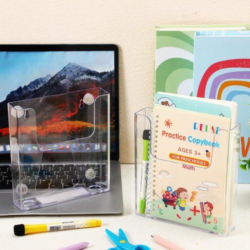 Thyle 2 Pcs 6.7 Inch Acrylic Brochure Holder Wall Mount Flyer Holder Clear Literature Organizer magnetic File Magazine Display Stand Plastic Pamphlet Organizer Mail Display Stand for Wall