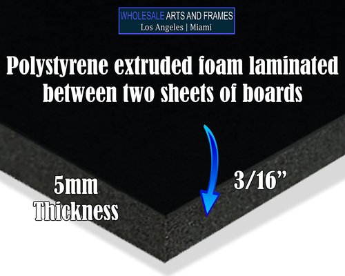 3/16" Black Foam Core Boards 16x20-100 Pack. Many Sizes Available. Acid Free Craft Poster Board for Signs, Buffered Presentations, School, Office and Art Projects