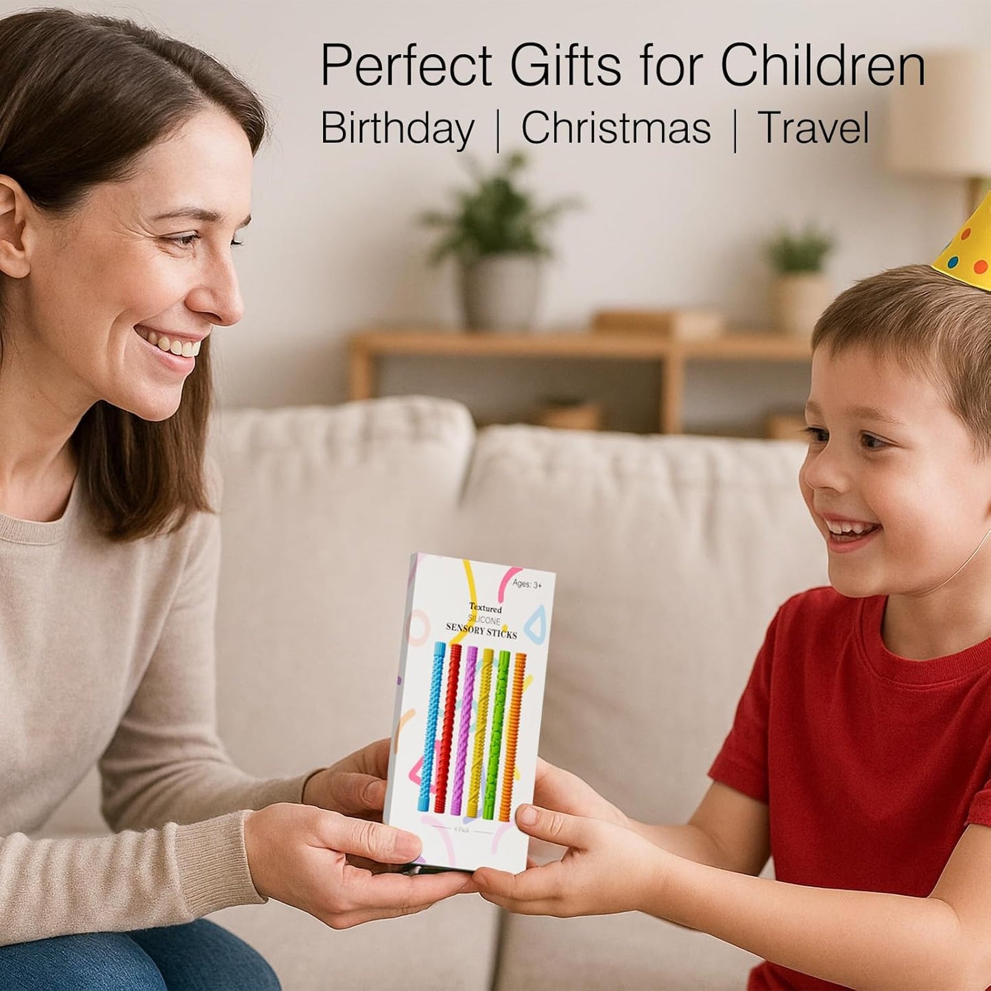 Skiennix Fidget Sensory Sticks - 6PCS Textured Stress Relief Toys for Kids & Teens | Travel Essentials