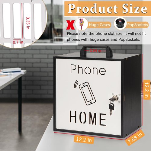 Lzttyee Cell Phone Holder Classroom 33 Slots Wooden Cell Phone Storage Cabinet Pocket Chart with Handle and Security Lock for Classroom Office (33 Grid Cabinet Black)