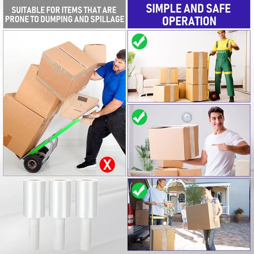 Sherr 12 Pack 5 Inch Stretch Shrink Film Roll Clear Plastic Wrap for Moving Packing with Handle 800 Feet 80 Guage Thick Industrial Self-adhering for Packaging Furniture Luggage Supplies